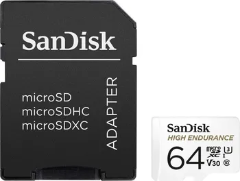 Paměťová karta SanDisk High Endurance Video microSDXC 64 GB Class 10 + SD adaptér (SDSDQQ-064G-G46A)