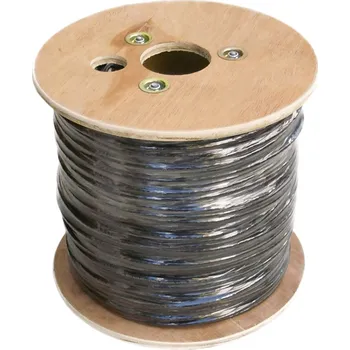 Síťový kabel DATACOM FTP drát CAT6 PE, Fca 500m cívka, černý, OUTDOOR 1209