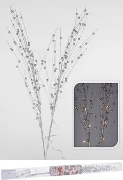 Vánoční osvětlení Koopman International Větvička stříbrná se třpytkami 76 cm 10 LED teplá bílá