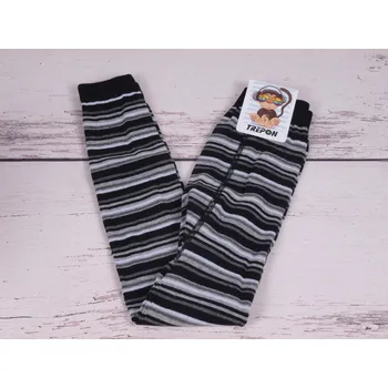 Chlapecké oblečení České legíny kamaše punčocháče bez ťapek TREPON Adélka šedočerné pruhované velikost oblečení - děti: 134/146