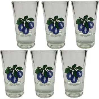 Sklenice sklen. 25ml, 6ks, ŠVESTKY 3malé, panák