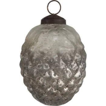 Vánoční ozdoba Stříbrná antik skleněná ozdoba šiška - 8*8*10 cm