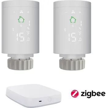 Hlavice pro radiátor Comet Termostatické hlavice wifi 2 ks a brána Zigbee - set 2+1 C-ZBS-2-1-0 M30x1,5 Tuya Smart Life