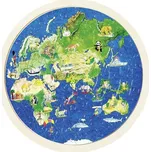 GOKI Oboustranné dřevěné puzzle Svět 57 dílků