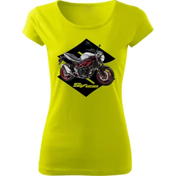 Dámské tričko s motorkou Suzuki SV650 limetkové