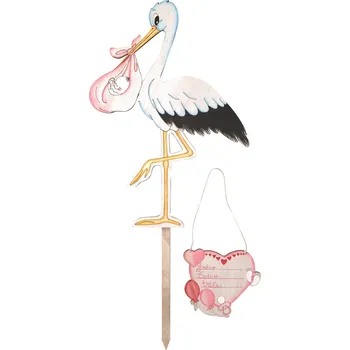 Zahradní dekorace Dřevěný čáp 35 x 45 cm