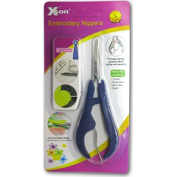 Emery, TW E-7123-CB NŮŽKY MODRÉ ZAHNUTÉ S PRUŽINKOU 12CM