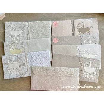 Pod Rukama Dárková obálka zdobená s kartou - kočárek krémový