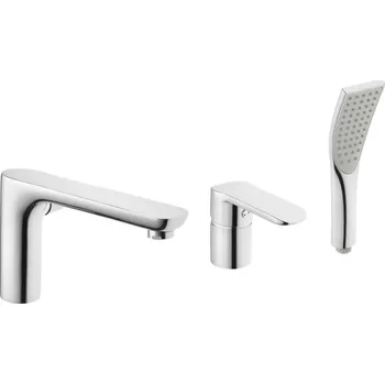 Vodovodní baterie Invena Siros, 3-otvorová vanová baterie, chromová, BW-90-S01-A
