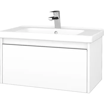 Koupelnový nábytek Dřevojas - Umyvadlová skříňka BONO SZZ 80 (umyvadlo Harmonia) - N01 Bílá lesk / Úchytka T34 / N01 Bílá lesk 204129K