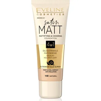 Přípravek na tvář Eveline Cosmetics Satin Matt matující make-up se šnečím extraktem odstín 103 Natural 30 ml