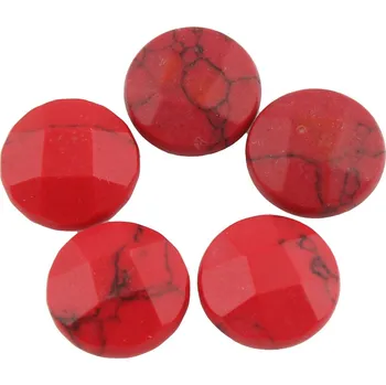 Dětské navlékací korálky Červený tyrkys 12 x 6mm kabošon MM 040-1