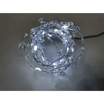 Vánoční světelná dekorace Reťaz MagicHome Vianoce Pearl, 20 mLED studená biela, s perlami, 2xAA, jednoduché svietenie, osvetle