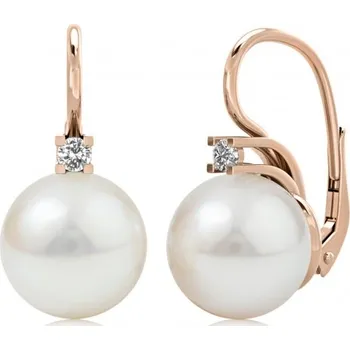 Náušnice Couple, Moderní perlové náušnice Allexina, růžové zlato a zirkony, 6680013-4-0-91