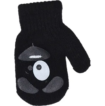 Rukavice BeSnazzy pletené dětské rukavičky zateplené s obrázkem - chlapecké - černé, velikost: 12cm