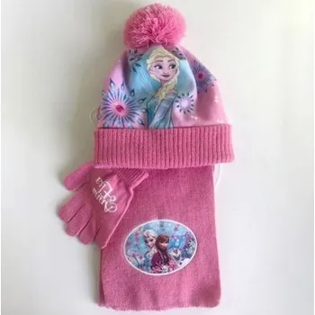 Čepice Set čepice, šála a rukavice - Disney pohádkové motivy Varianta: světle růžová- Anna, Elsa, Olaf v oválu