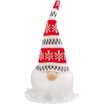 Vánoční dekorace Skřítek na postavení svítící LED s norským vzorem 17 cm