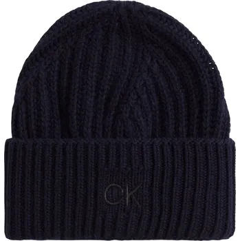 Čepice CALVIN KLEIN ZIMNÍ ČEPICE ELEVATED WOOL XL BEANIE NAVY K50K509672 BA7