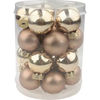 Sada skleněných baněk zlatých 3 cm, 20ks