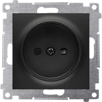 Elektrická zásuvka SIMON DG1Z.01/49 Zásuvka jednonásobná bez uzemnění se clonami elektrických kolejí černá matná