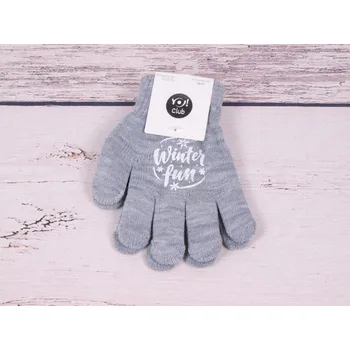 Rukavice Rukavice prstové YO RED0012G šedé Winter fun velikost rukavic: 12 cm