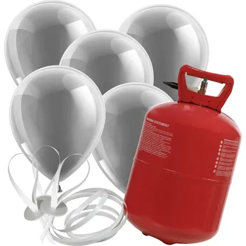 Helium do balónku Helium 30 + 20 stříbrných balónků 30 cm