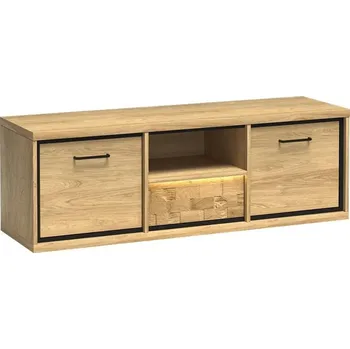 Televizní stolek TV Stolek M12 MEDIOLAN hikora / prvky dubového dřeva, 139 x 48 x 41 cm