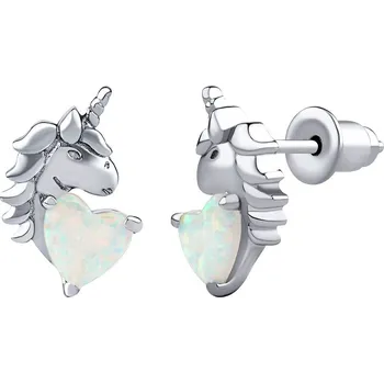 Náušnice Stříbrné náušnice pecky jednorožec Esma DCC22008EOW