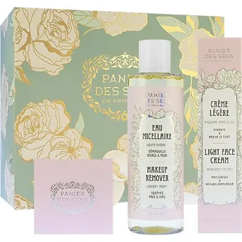 Kosmetická sada Panier Des Sens Radiant Peony dárková sada lehký krém na obličej 40 ml + výživný krém na obličej 50 ml + micelární voda 200 ml