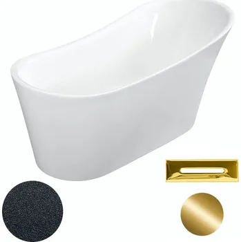 Vana Besco Akrylátová volně stojící vana Calima Glam G 170x74 Barva: Bílá/grafit, Rozměry (cm): 170x74, Typ a barva výpustě: Click-Clack s přepadem, zlatá