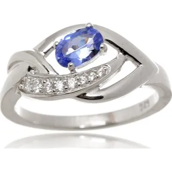 Prsten Stříbrný prsten s přírodním tanzanitem STRP0462F + dárek zdarma