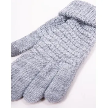 Rukavice YO Rukavice prstové RED0071G šedé teplé pro dotykový displej - mobil, tablet velikost rukavic: 18 cm