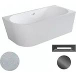 Besco Akrylátová volně stojící rohová vana Zoya Glam S 150x75 (170x80) bílá/stříbrná Rozměry (cm): 170x80, Typ a barva výpustě: Click-Clack s přepadem, grafit, Orientace: Pravá