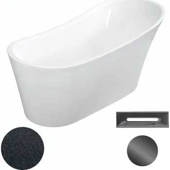 Vana Besco Akrylátová volně stojící vana Calima Glam G 170x74 Barva: Bílá/grafit, Rozměry (cm): 170x74, Typ a barva výpustě: Click-Clack s přepadem, grafit