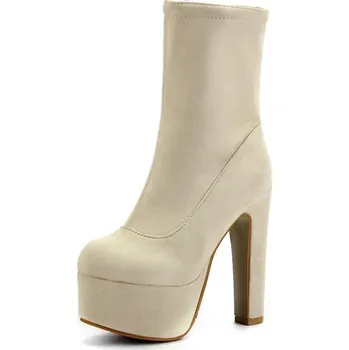 Dámské kozačky Kotníkové boty na vysokém podpatku GoodDayGirl Fashion Barva: Aprikotová, Velikost: 39