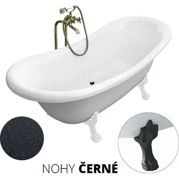 Vana Besco Volně stojící vana ze sanitárního kompozitu Amelia Glam G 190x77 bez přepadu Typ a barva výpustě: bez odpadového sifonu, Barva podpěrných nožek: Černá mat