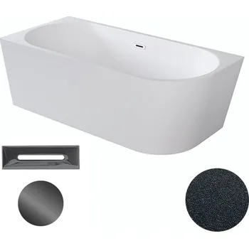 Vana Besco Akrylátová volně stojící rohová vana Zoya Glam G 150x75 (170x80) bílá/grafit Rozměry (cm): 170x80, Typ a barva výpustě: Click-Clack s přepadem, grafit, Orientace: Levá