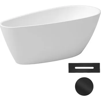 Vana Besco Akrylátová volně stojící vana Goya A-line 160x73 (170x80) Barva: Bílá, Rozměry (cm): 160x73, Typ a barva výpustě: Click-Clack s přepadem, černá