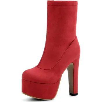 Dámské kozačky Kotníkové boty na vysokém podpatku GoodDayGirl Fashion Barva: Červená, Velikost: 35