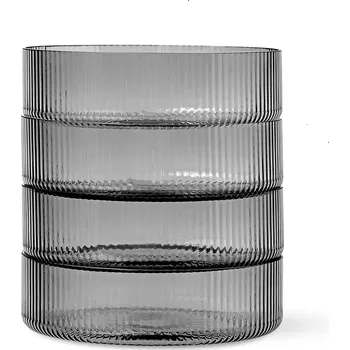 Ferm Living Skleněná servírovací miska Ripple Smoked Grey – set 4 ks