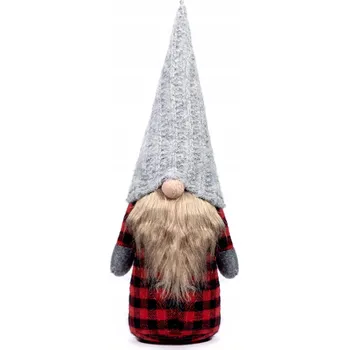 Vánoční dekorace Vánoční skřítek 40 cm - károvaný - červený