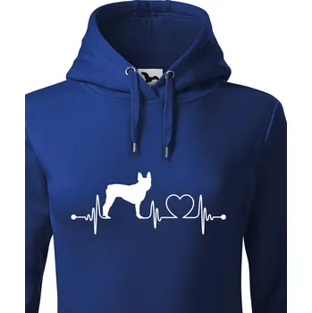 Dámská mikina Dámská mikina Bostonský teriér tep, Barva Modrá, Velikost 2XL, Canvas Dámská mikina 1347