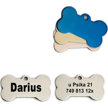 psí známka u Psíka | Ocelová kost - oboustranný popis| L: 50*28mm M:40*21mm Barva: Rose Gold, Velikost: M - 40mm*21mm