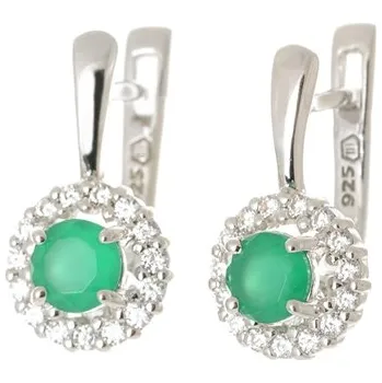 Šperk Stříbrné naušnice s přírodními acháty - chryzoprasxy ACHAGUC1946 + dárek zdarma