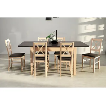 Jídelní set Jídelní sestava DX 46, odstín dřeva (židle + nohy stolu) grandson, odstín lamina (deska stolu) grandson, potahový materiál látka