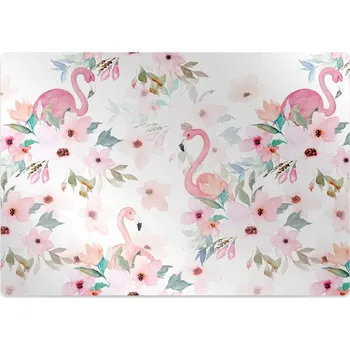 Podložka pod nábytek Podložka pod kolečkovou židli plameňáci květy