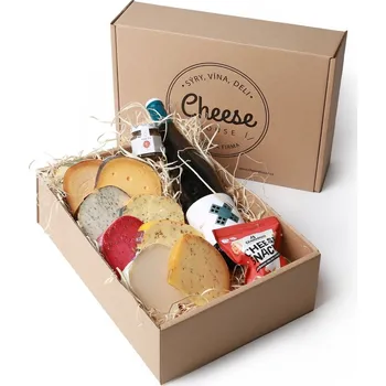 Dárkové balení sýrů Sýrový box pro příjemný večer i s červeným vínem