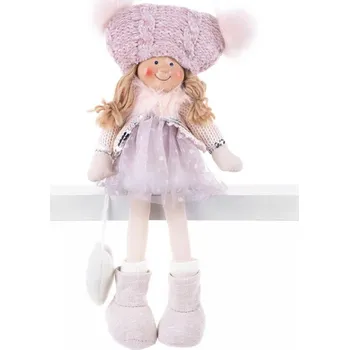 Vánoce Dekorace Vánoce Holčička, ružová, 22 cm