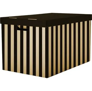 Úložný box Packface Úložný box s víkem 56 x 37 x 36 cm černý/zlatý 2 ks