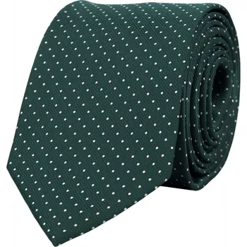 Kravata Bubibubi Tmavozelená, smaragdová kravata s puntíky